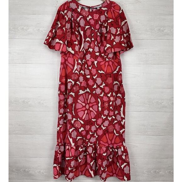 RHODE x Target Zinnia Linen Blend Floral Bell Sleeve Midi Dress Size XL / 17 - Picture 15 of 16